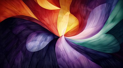 Leinwandbilder - Colorful abstract painting of a flower with a yellow center. The painting is full of vibrant colors and has a sense of movement and energy