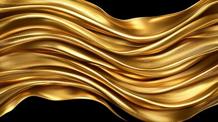 Poster - Gold ribbon with a shiny, lustrous appearance. The ribbon is long and flowing, creating a sense of movement and elegance
