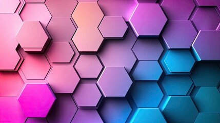 Wall Mural - abstract hexagonal background in vibrant pink and blue colors