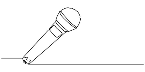 wired microphone continuous line art drawing, Retro microphone in one line drawing. Music and podcast recording tool, modern minimalistic linear design, one line drawing wired microphone pro vector.