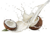 twisted milk or coconut milk splash isolated on white background PNG. GENERATIVE AI