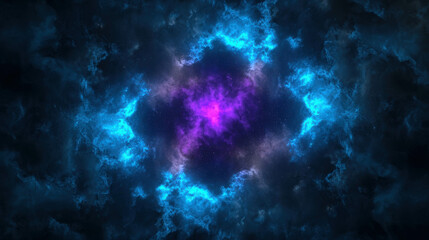 Wall Mural - abstract cosmic background with bright purple center and blue nebula surrounding it