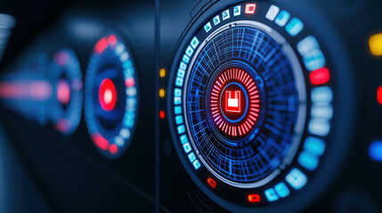 Wall Mural - modern data visualization with complex circles and digital elements representing technology