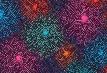 Poster - A Vibrant Tapestry of Neon Lights and Geometric Patterns