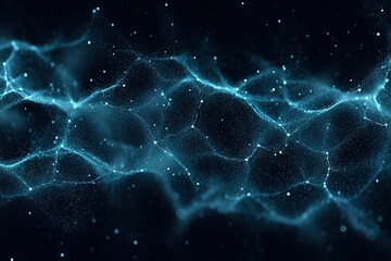 Wall Mural - abstract visualization of interconnected blue lines and points creating a dynamic network in a dark 