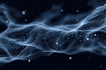 Wall Mural - colorful abstract representation of flowing energy wave with glowing particles in dark background