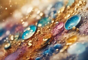 Wall Mural - watercolor multicolored drops image elements abstraction gold creative colours blue abstract bright 