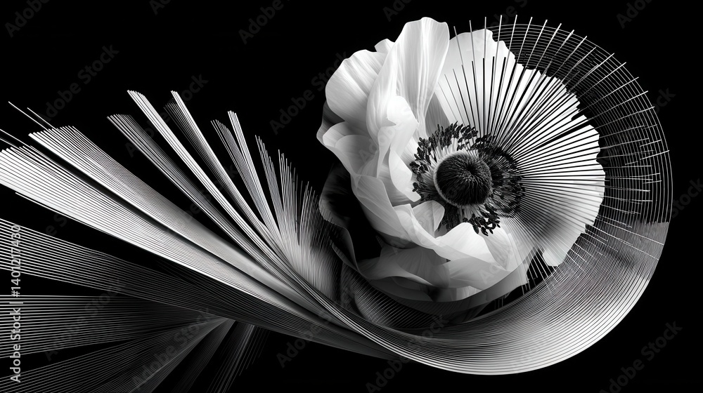 Abstract Black And White Spiral Pattern Design Stock Photo | Adobe Stock