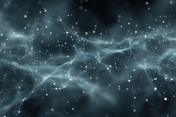 Wall Mural - abstract representation of a cosmic network with glowing particles in a dark background