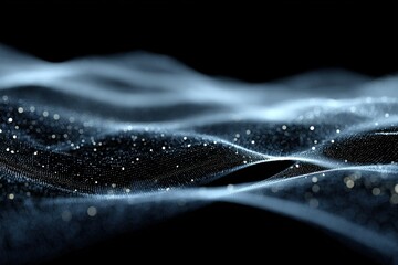 Wall Mural - dynamic waves of light and particles create an ethereal landscape in a dark setting