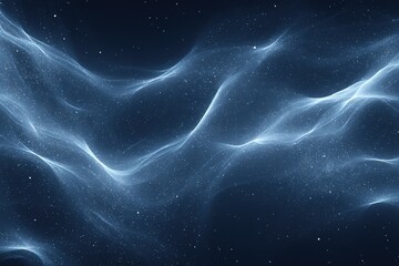 Canvas Print - abstract translucent light waves with sparkling stars in a dark night sky backdrop