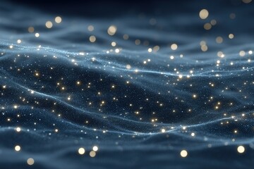 Wall Mural - glistening particles create a mesmerizing wave effect in a dark background during a serene night sce