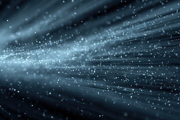 Wall Mural - abstract representation of light rays and particles in dark background illustrating motion and depth
