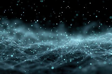 Wall Mural - floating particles create a mesmerizing view in a dark digital space during a serene night