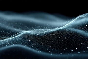 Wall Mural - visual representation of abstract waves with sparkling particles illuminated in dark space