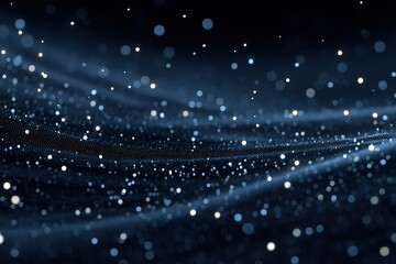 Wall Mural - a captivating display of blue and white particles creating a mesmerizing wave effect in a dark setti