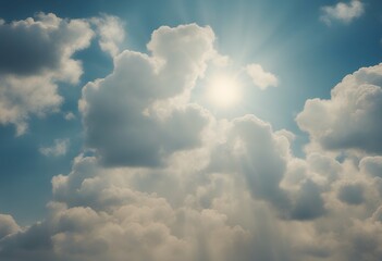 Wall Mural - sun sky blue clouds symbol nature sunshine abstract vintage art summer old cloud beautiful design co