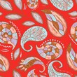 © Юлия Глухивская - Colorful paisley pattern with intricate designs in teal, orange, and yellow hues. The abstract, hand-drawn style creates a vibrant, artistic, and bohemian feel.