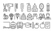 © May - Icon set: weddings, education, grooming, and transport.
