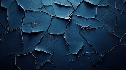 Wall Mural - Abstract navy blue background featuring a dark slate texture with cracks and a rough stone surface, ideal for design or wallpaper use. 3D rendered with deep shadows.