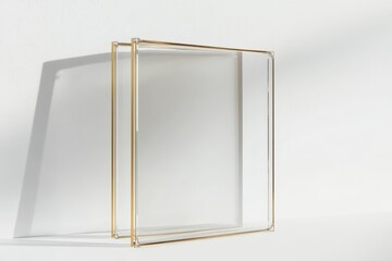 Wall Mural - Gold frame object on white isolated on white background