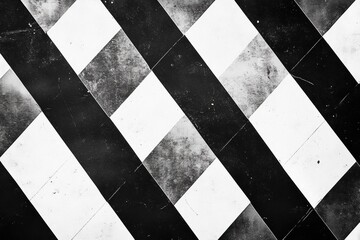 Aufkleber - Bold graphic background featuring diagonal stripes and a checkerboard pattern in black and white for modern design inspiration