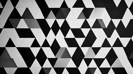 Fototapete - Geometric triangle pattern in black and white showcasing a modern minimalist design with repeating shapes and a clean aesthetic