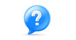 © wowomnom - Vector illustration of realistic blue color speech bubble with question mark. 3d cartoon style design of speech bubble with question. Social media symbol of communication and faq icon