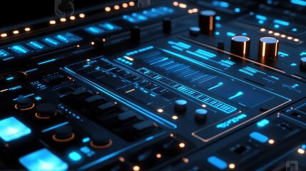 Futuristic control panel interface glowing