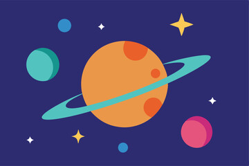Wall Mural - abstract planets with gradients and starbursts vector