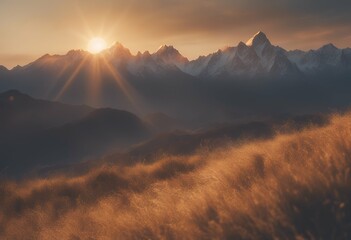 Wall Mural - mountain sun background sky light day sunset natural cloud orange sunshine landscape weather sunny b