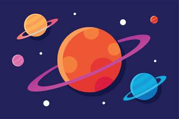 Wall Mural - abstract planets with gradients and starbursts vector