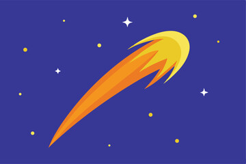 comet streaking across star filled sky vector illustration