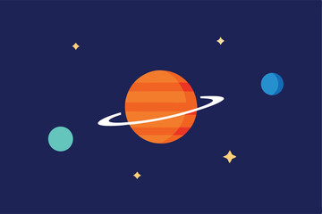 Wall Mural - minimal planetary alignment with stars vector illustration