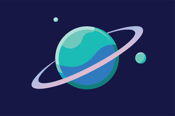 Wall Mural - planet ring system with shooting stars vector illustration