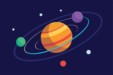 Wall Mural - stylized solar system with glowing orbits vector illustration