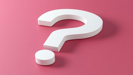 3D white question mark on a magenta background, in a minimalistic style with simple shapes Generative AI