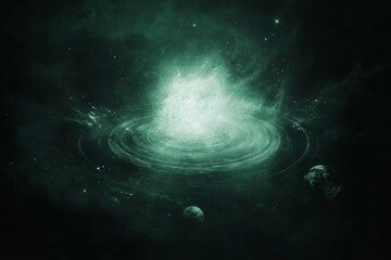 Wall Mural - Cosmic swirl with retro futurism and textured grain effect