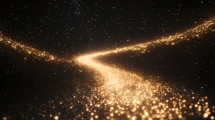 Wall Mural - A bright light trail weaving through a starlit night sky surrounded by a galaxy of glittering stars. Starlit Weave. Illustration
