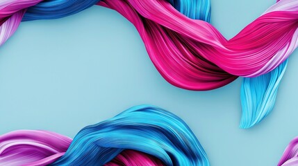 Wall Mural -   A rectangle with wavy hair on a light blue background, featuring shades of blue, pink, and purple