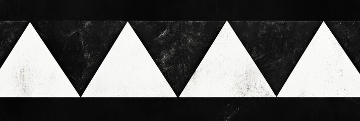 Fototapete - Geometric triangle pattern in black and white with minimalist design showcasing repetition and clean lines