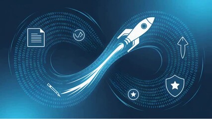 DevOps Infinity Loop: An illustrative representation of a software development process and the continuous cycle of development, testing, deployment, and monitoring.
