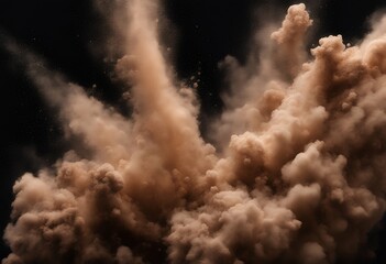 Wall Mural - abstract powder colored brown explosion background black isolated coloured dust mud particle cosmos 
