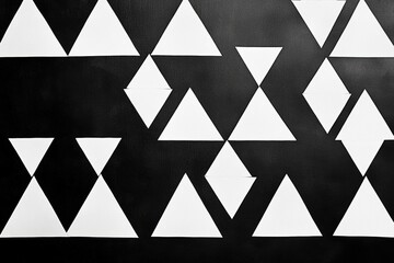 Leinwandbilder - Geometric triangle pattern in black and white showcasing a clean minimalism with a repeating design