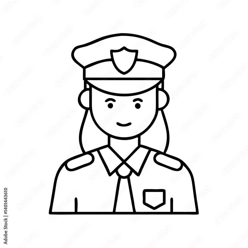 female police officer icon, female police officer line art - simple ...