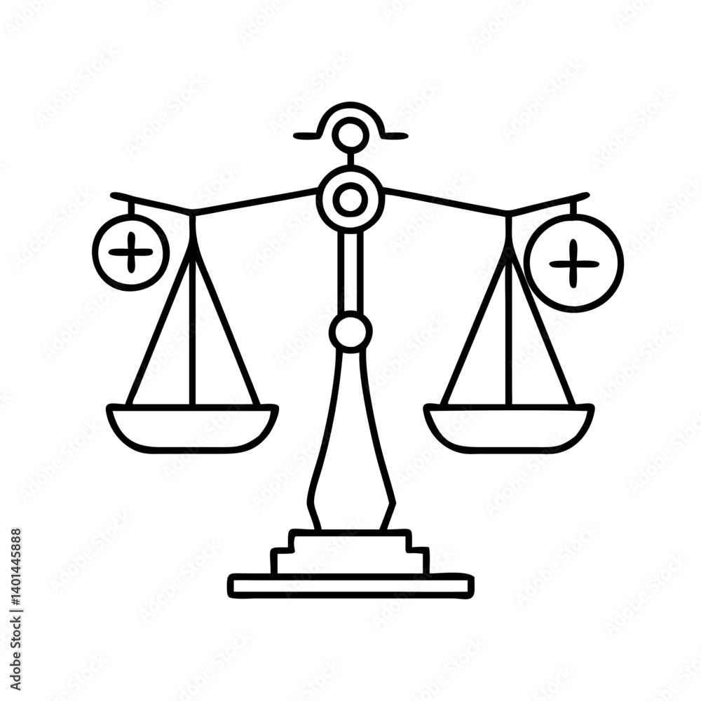 gender equality scales icon, gender equality scales line art - simple ...
