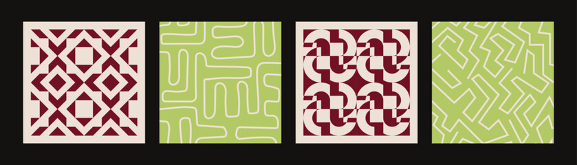 Wall Mural - set of vibrant abstract poster with geometric, liquid and line shapes. modern seamless background pa