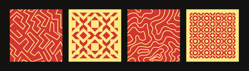 Wall Mural - set of vibrant abstract poster with geometric, liquid and line shapes. modern seamless background pa
