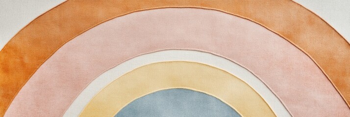Fototapete - Soft pastel rainbow design with neutral arcs featuring a felt texture, emphasizing a clean and minimal style for modern decor
