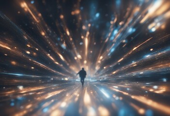 Wall Mural - dilation traveling time space warp universe deep journey portal futuristic concept energy black back